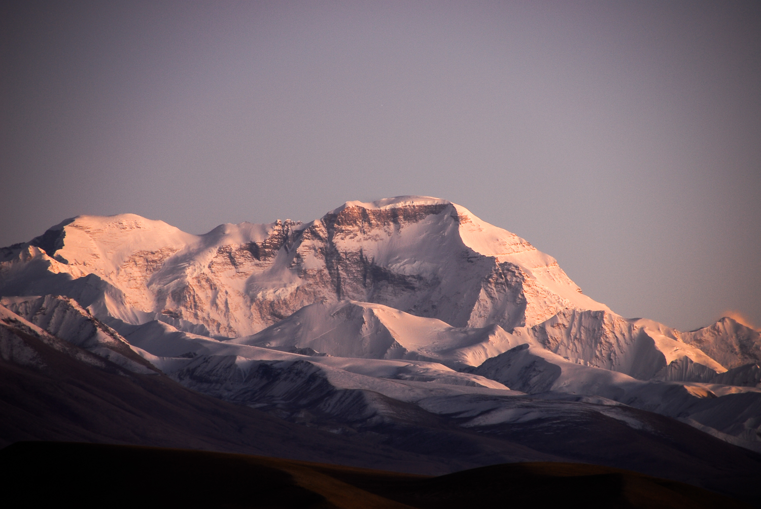 A sunset view of Cho Oyu — the world’s sixth-highest mountain— taken from the Tibetan Plateau.