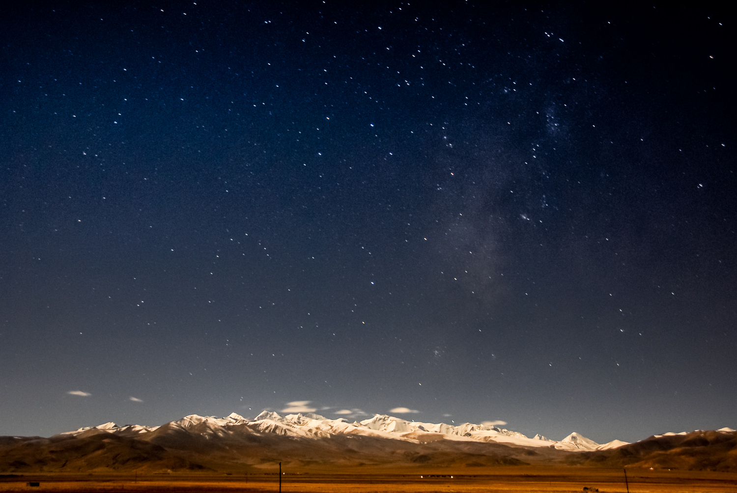 The Himalayas at night, as seen from the Tibetan Plateau.