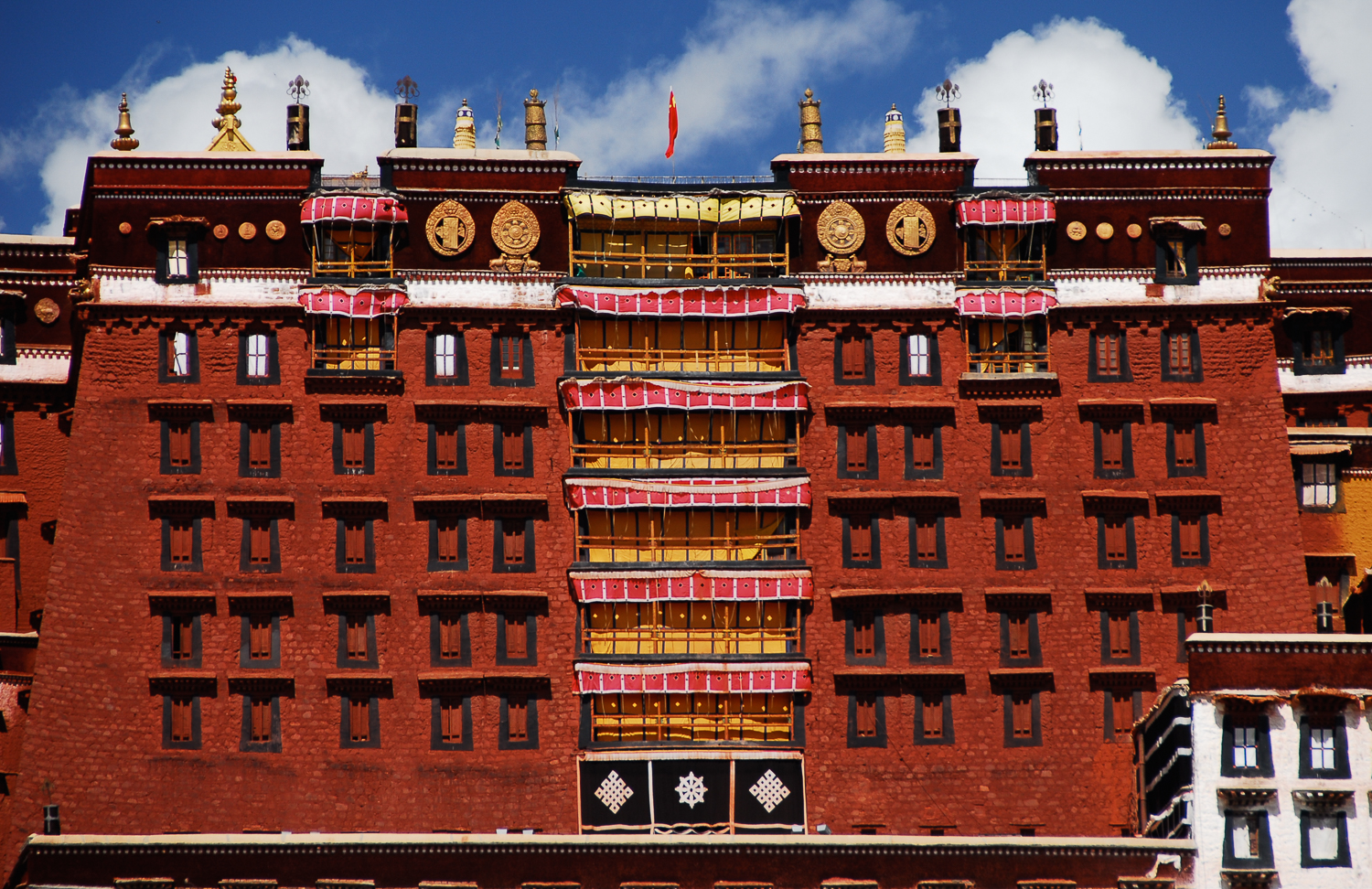 The central Red Palace of the Potala Palace owes its name to its crimson colour.